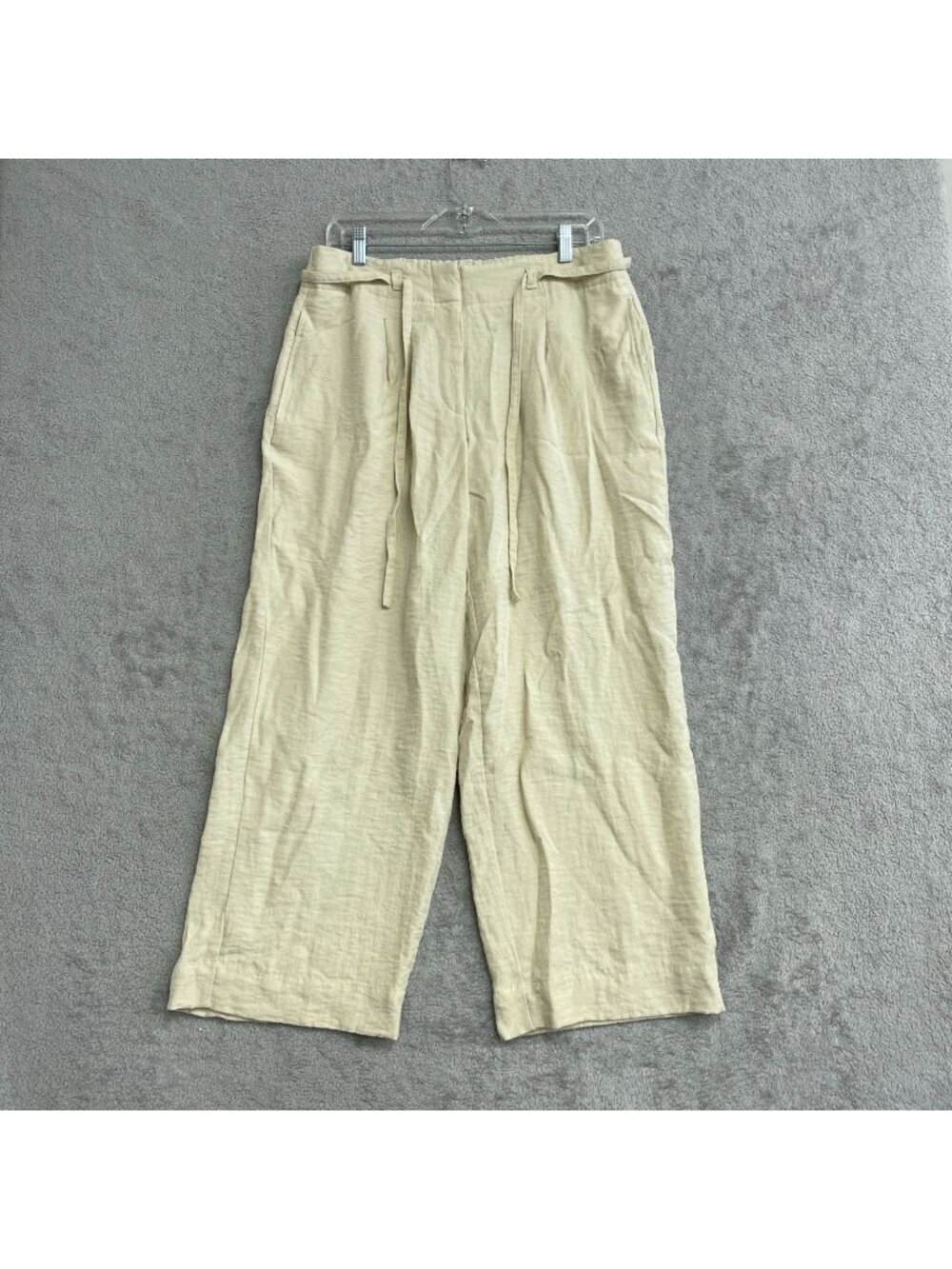DKNY Women's 8 Beige Wide-Leg Drawstring Pants Rayon Blend P0645